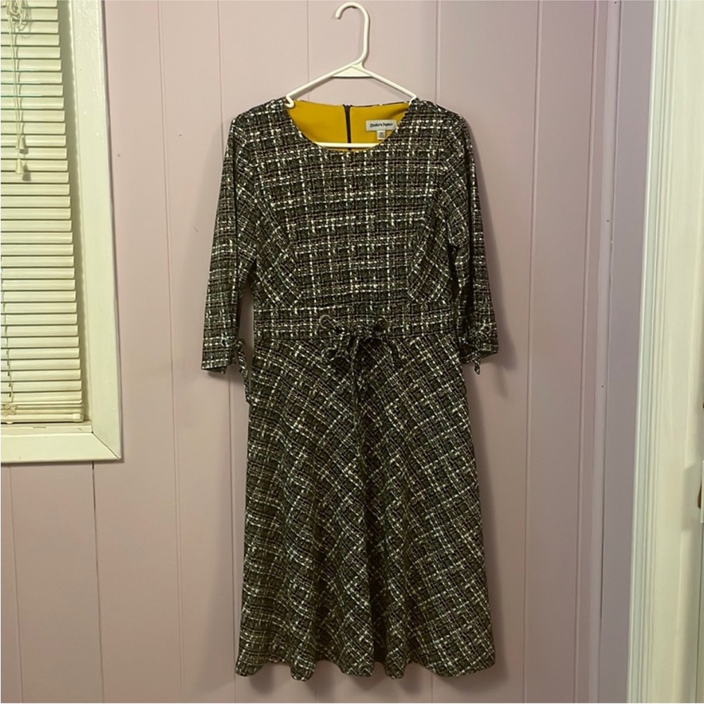 Shelby & Palmer Black and White Plaid Long Sleeve Dress